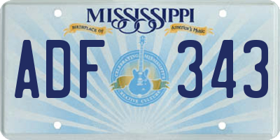 MS license plate ADF343