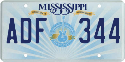 MS license plate ADF344