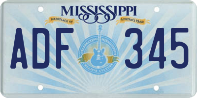 MS license plate ADF345