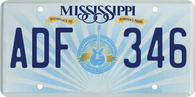 MS license plate ADF346