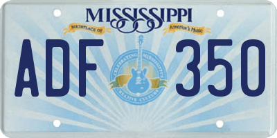 MS license plate ADF350