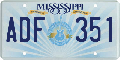 MS license plate ADF351