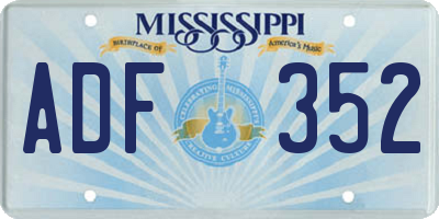 MS license plate ADF352