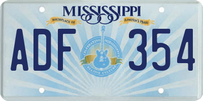 MS license plate ADF354