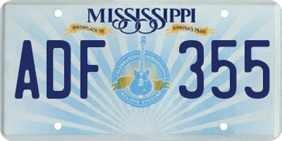 MS license plate ADF355