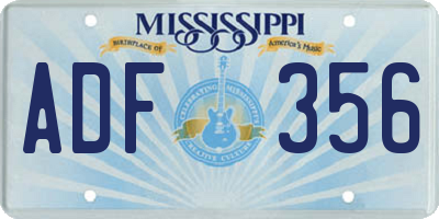MS license plate ADF356