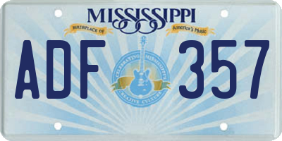 MS license plate ADF357