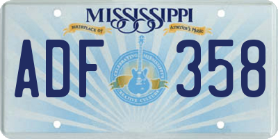 MS license plate ADF358