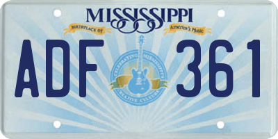 MS license plate ADF361