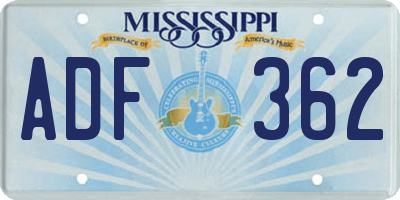 MS license plate ADF362
