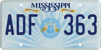 MS license plate ADF363