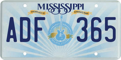 MS license plate ADF365