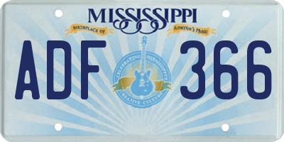 MS license plate ADF366
