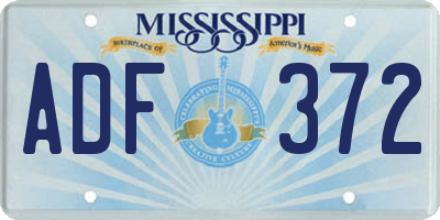 MS license plate ADF372