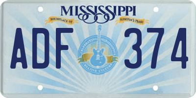 MS license plate ADF374