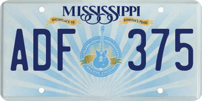 MS license plate ADF375