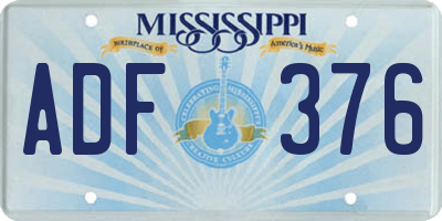 MS license plate ADF376