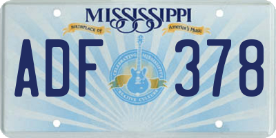 MS license plate ADF378