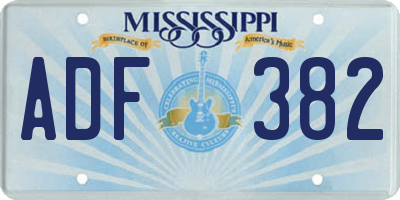 MS license plate ADF382