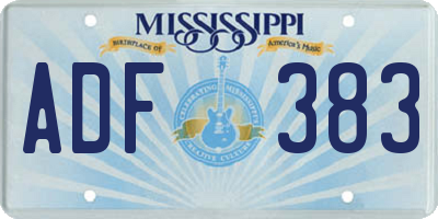 MS license plate ADF383