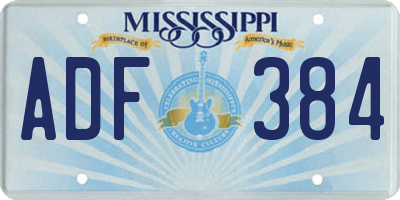 MS license plate ADF384