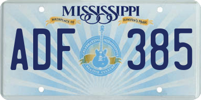 MS license plate ADF385