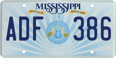 MS license plate ADF386