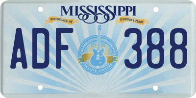 MS license plate ADF388