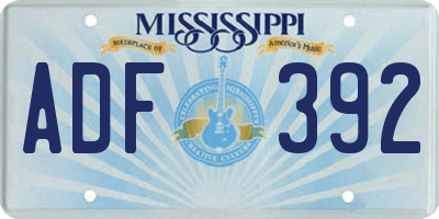 MS license plate ADF392
