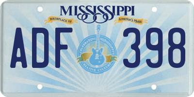 MS license plate ADF398