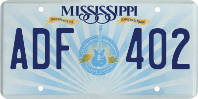 MS license plate ADF402