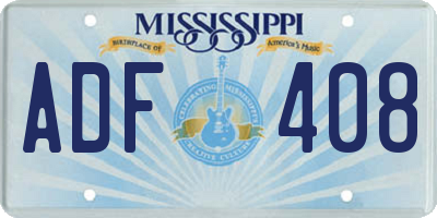 MS license plate ADF408