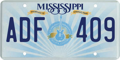 MS license plate ADF409