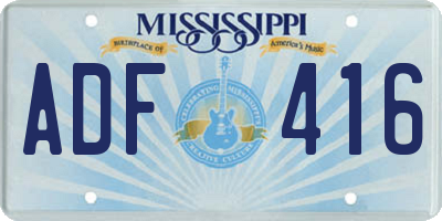 MS license plate ADF416