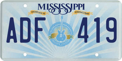 MS license plate ADF419