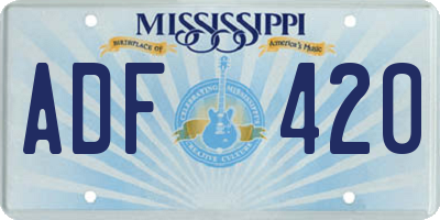 MS license plate ADF420