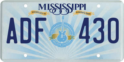 MS license plate ADF430
