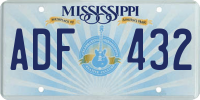 MS license plate ADF432