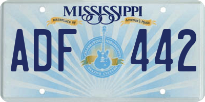 MS license plate ADF442