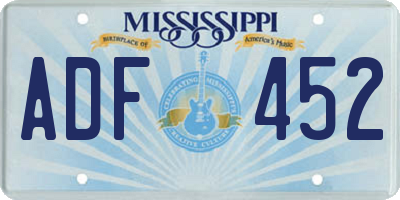 MS license plate ADF452