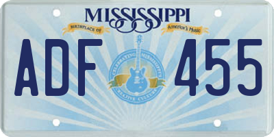 MS license plate ADF455