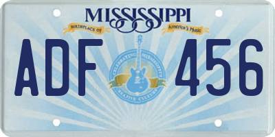 MS license plate ADF456