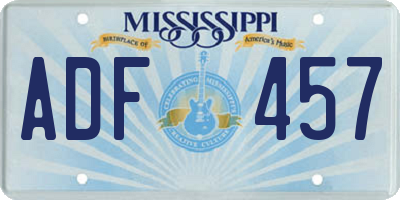 MS license plate ADF457