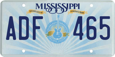 MS license plate ADF465
