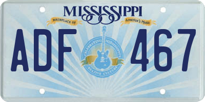 MS license plate ADF467