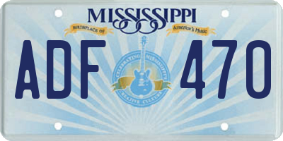 MS license plate ADF470