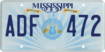 MS license plate ADF472
