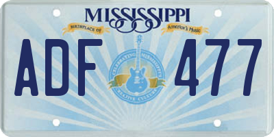 MS license plate ADF477