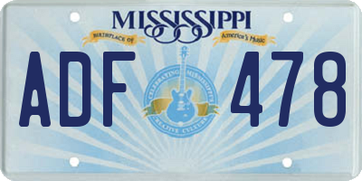 MS license plate ADF478