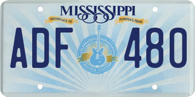 MS license plate ADF480